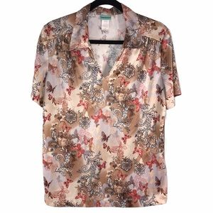 Butterfly Floral Sara Morgan Top, Size L